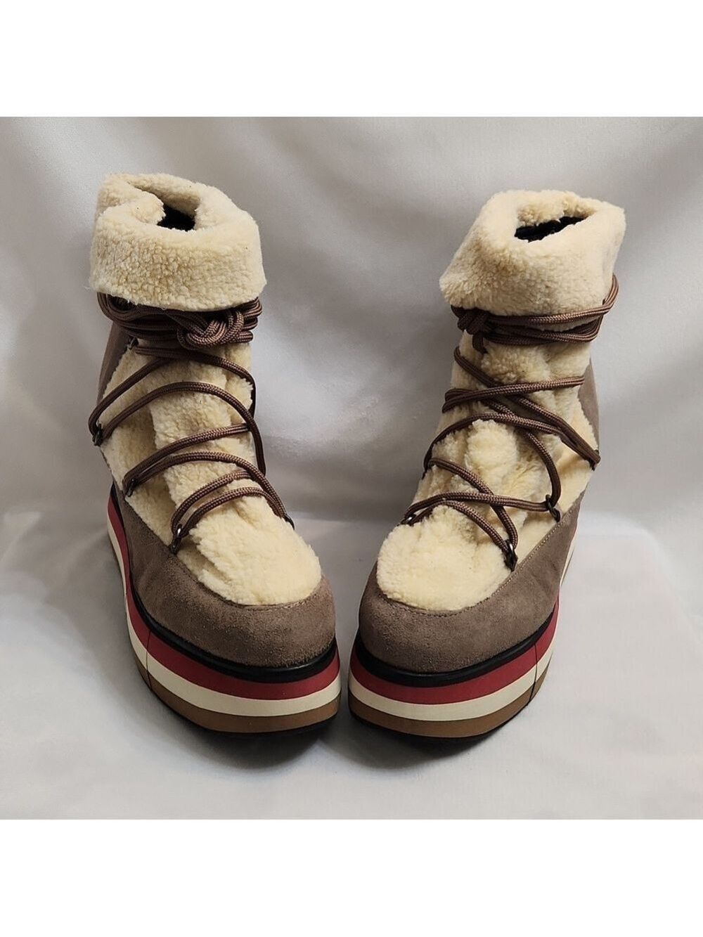 Paloma Barceló Kiran Suede Platform Genuine Shearling Lining Booties (W Size 40)